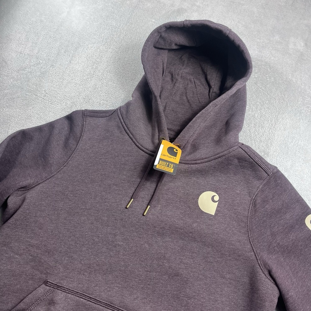 Carhartt Youth Hoodie Medium 8/10 Purple Logo Sweatshirt Pullover Fleece NWT